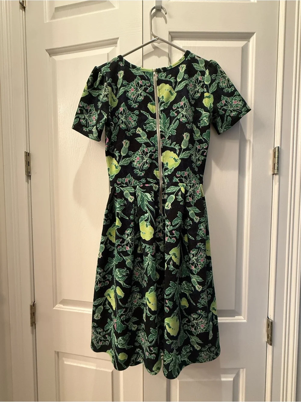 LuLaRoe Navy Dress with Lime and Emerald Floral Print - Picture 4 of 4